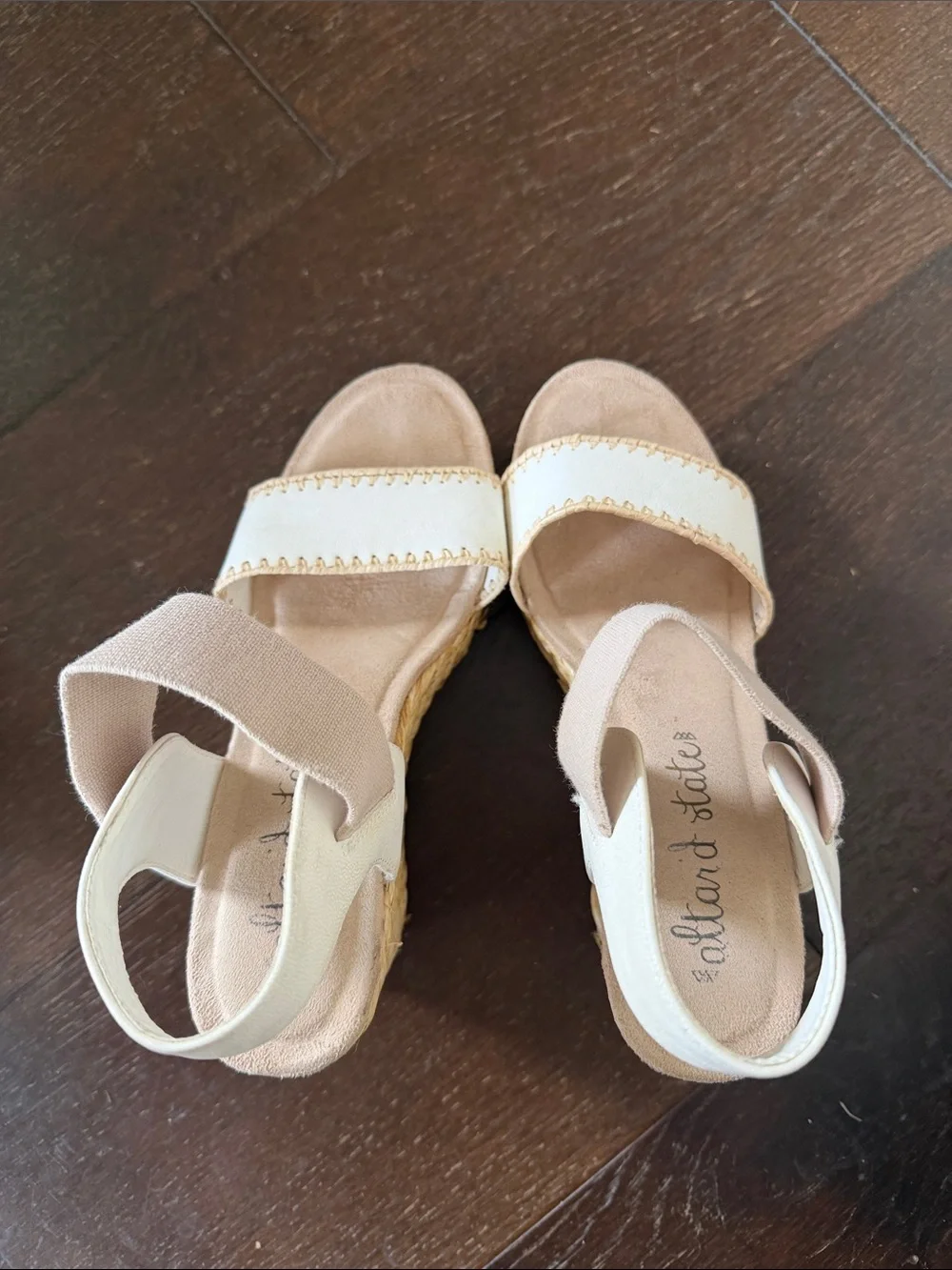 Altard State Woven Espadrille Wedge Sandals in Cream and Tan Size 7.5